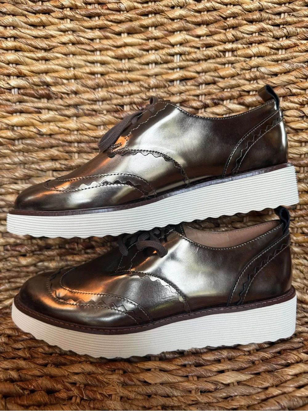 Johnston & Murphy Metallic Bronze Women's Wingtip Loafers